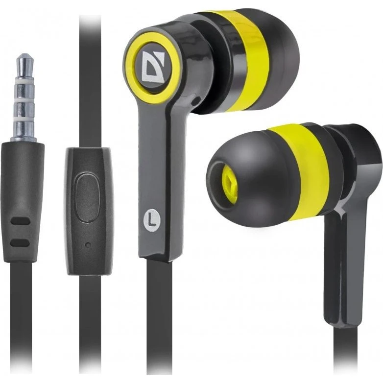 Defender Pulse 420 Kablede Øreproptelefoner Sort/Gul