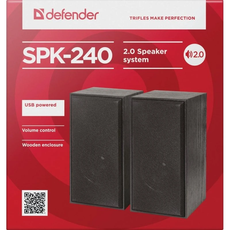Defender SPK-240 2.0 Højttalere, USB-drevne, Sort, 6 W