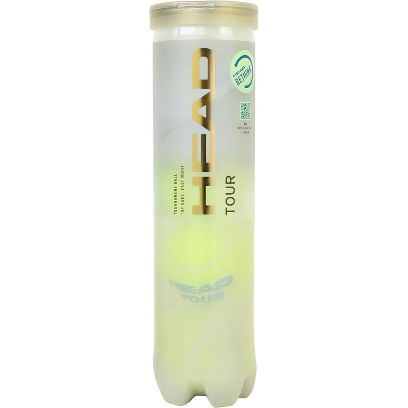 HEAD Tour - 4-pak tennisbolde (gul, indvendigt tryk)