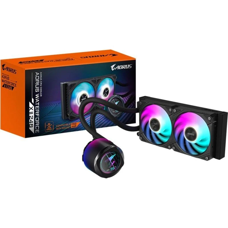 GIGABYTE AORUS WATERFORCE X II 240 - 240 mm ARGB Vandkøling, Sort
