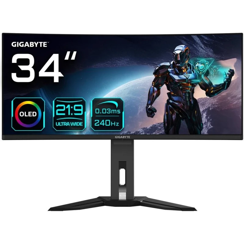 Gigabyte MO34WQC2 34" OLED buet Gaming-skærm 3440x1440, 240Hz, USB-C