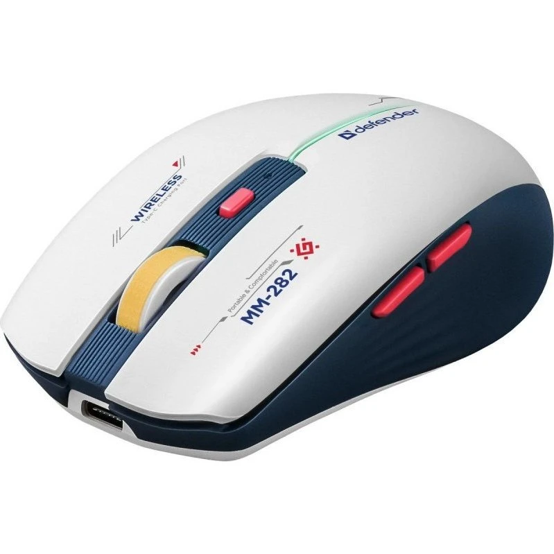 Defender MM-282 Trådløs Gaming Mus, RGB, 1800dpi, Blå