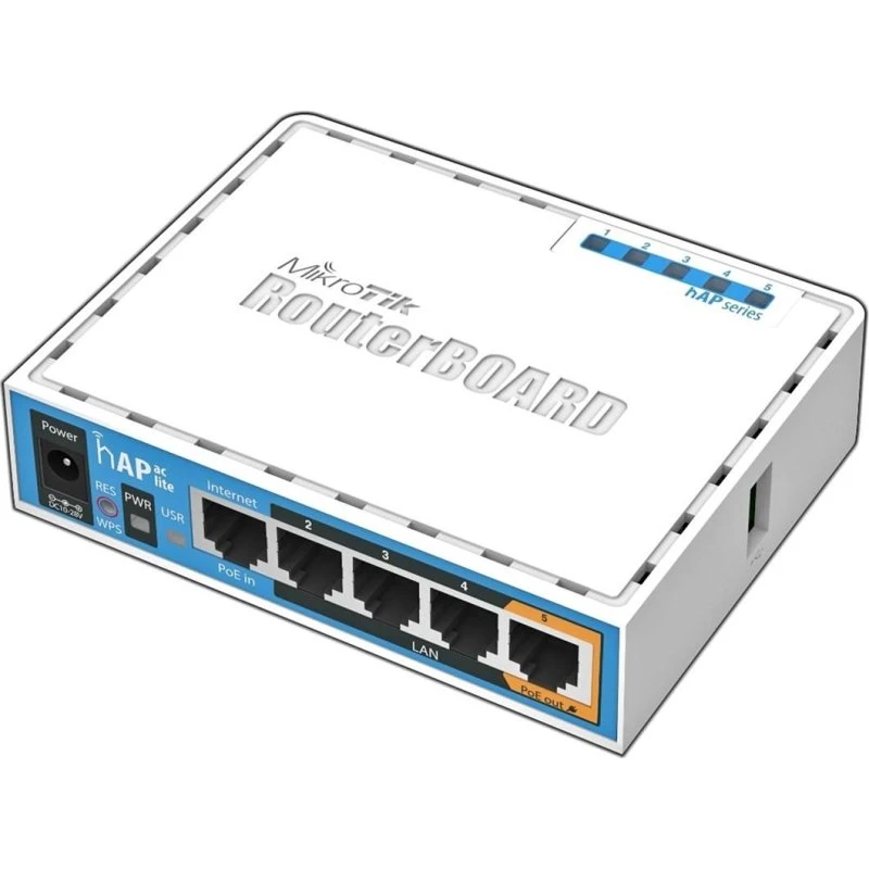 MikroTik hAP ac lite Dual-band 733 Mbit/s, hvid, PoE