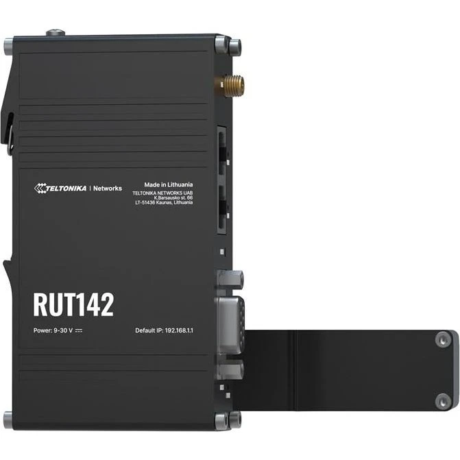Teltonika RUT142 Industriel Router, WiFi 4, 2× RJ45, RS232, IP30, Sort
