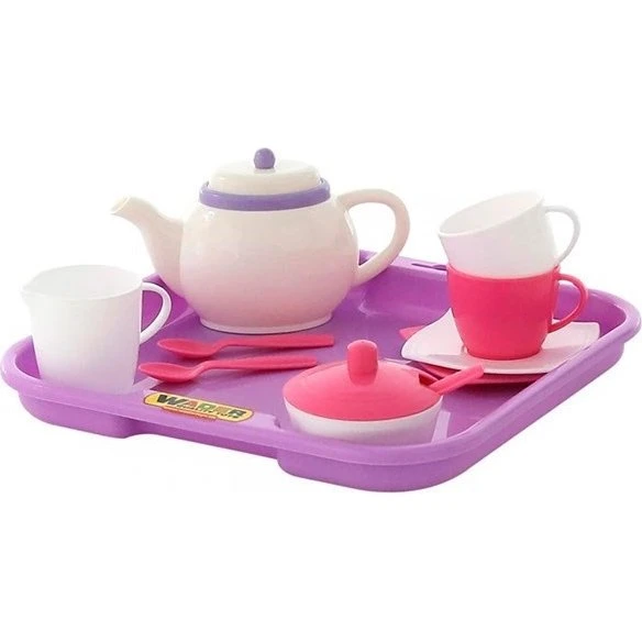 Polesie Tesæt for 2 personer – 13 dele, Pink/Lilla/Hvid