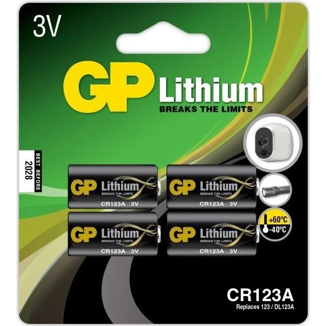 GP Lithiumbatteri CR123A 4-pack, 3V