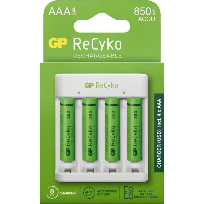 GP Batteries ReCyko Lader med 4x AAA 850mAh