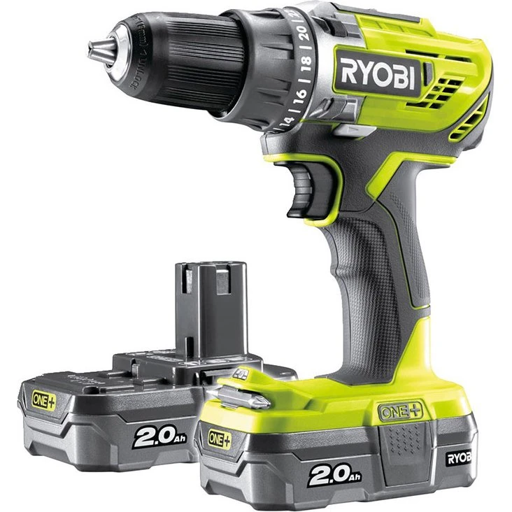 Ryobi R18DD3-220S ONE+ Akkuboremaskine med 2x Batteri og Lader (18V)