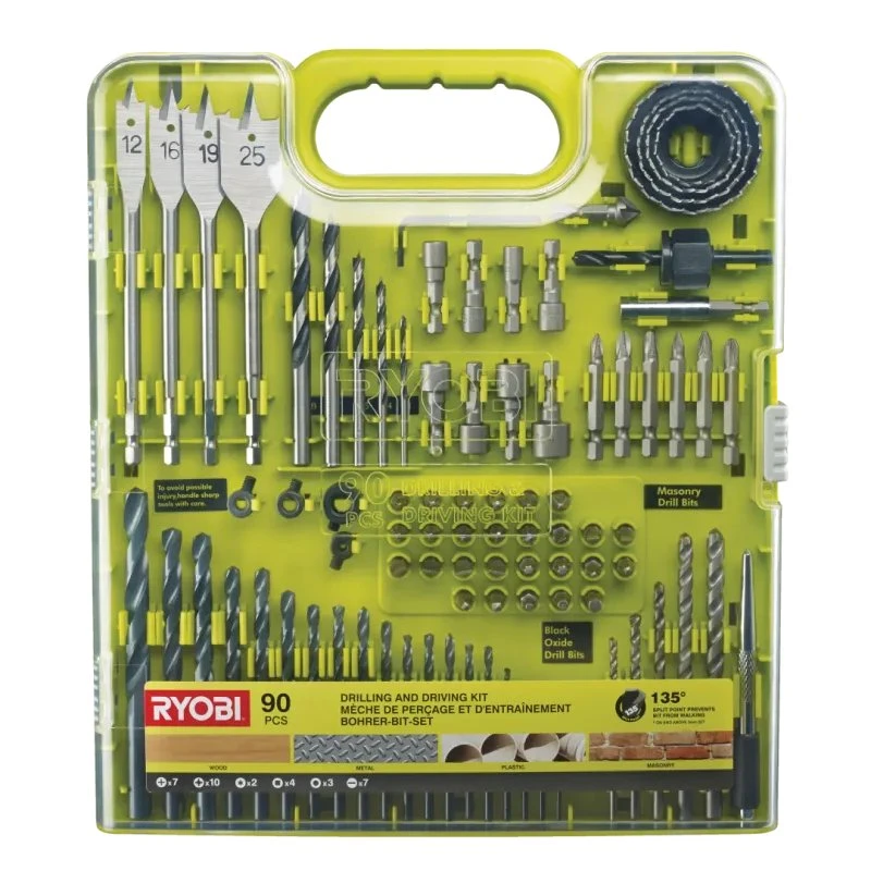 Ryobi RAKDD90 Bor og Bitsæt med 90 dele