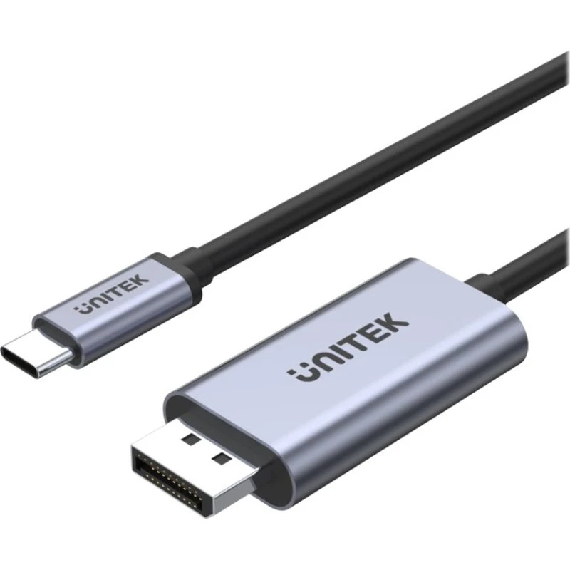 Unitek V1409A USB-C til DisplayPort 2m, 4K60 Hz, sort/grå