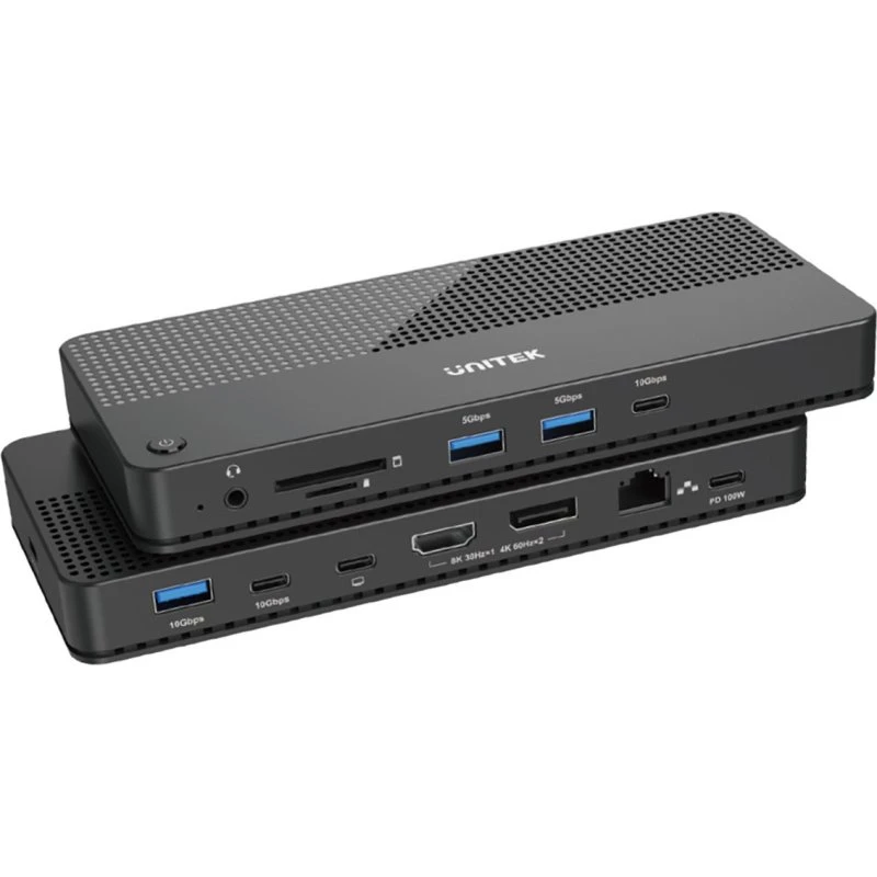 Unitek D1079A 12-i-1 Dockingstation, 100W, HDMI 2.1, DisplayPort 1.4