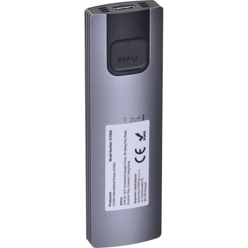 Unitek M.2 SSD Kabinet USB-C NVMe/SATA, Grå