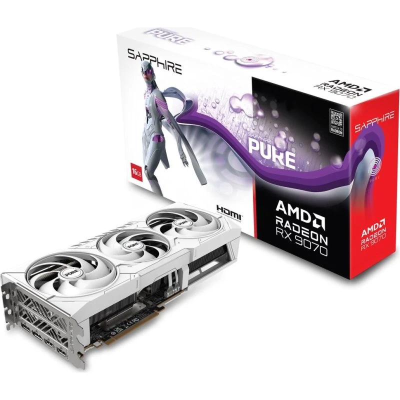 Sapphire PURE Radeon RX 9070 16 GB GDDR6 (hvid)