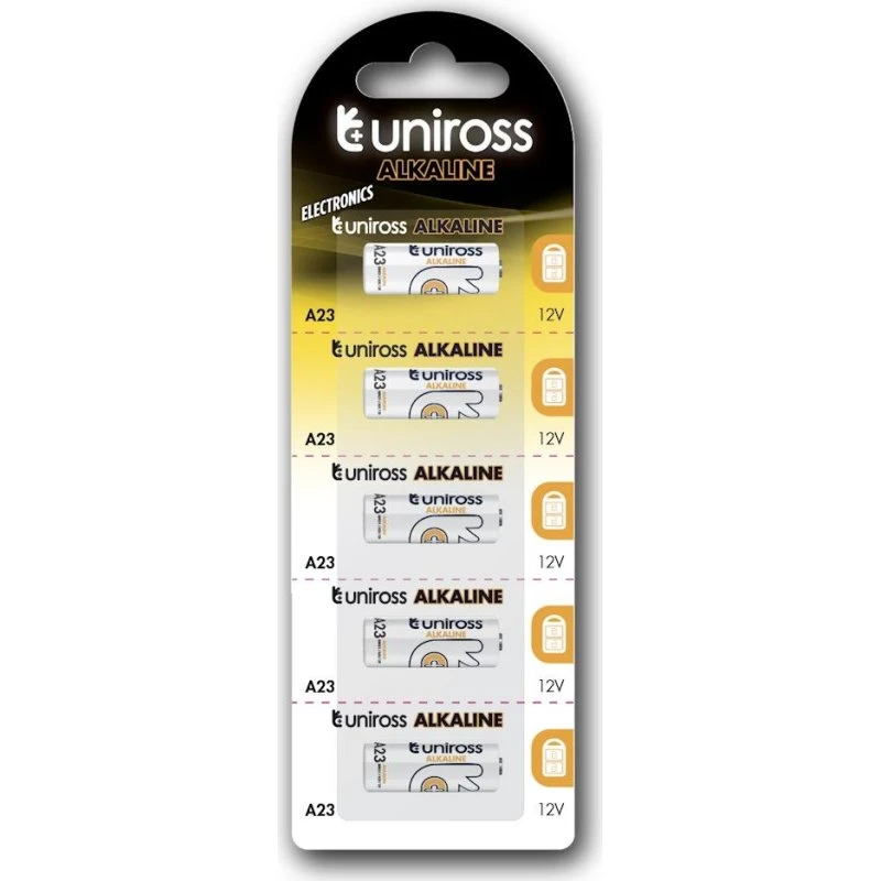 Uniross A23 12V Micro-Alkaline Batterier, 5 stk.