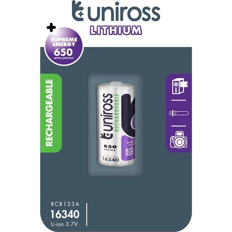 Uniross 16340/RCR123A Genopladelig Lithiumbatteri 650mAh