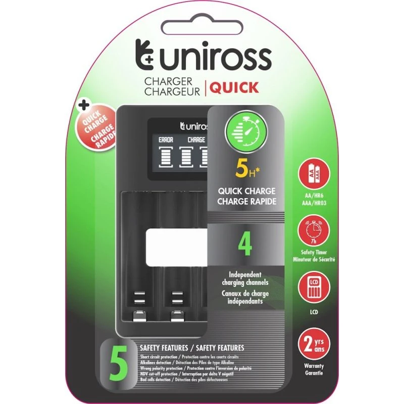 Uniross Quick Charge AA/AAA Batterioplader 4-plads