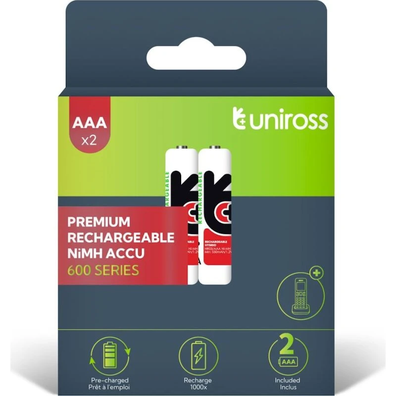 Uniross Ni-MH AAA 600 mAh, 2 stk.