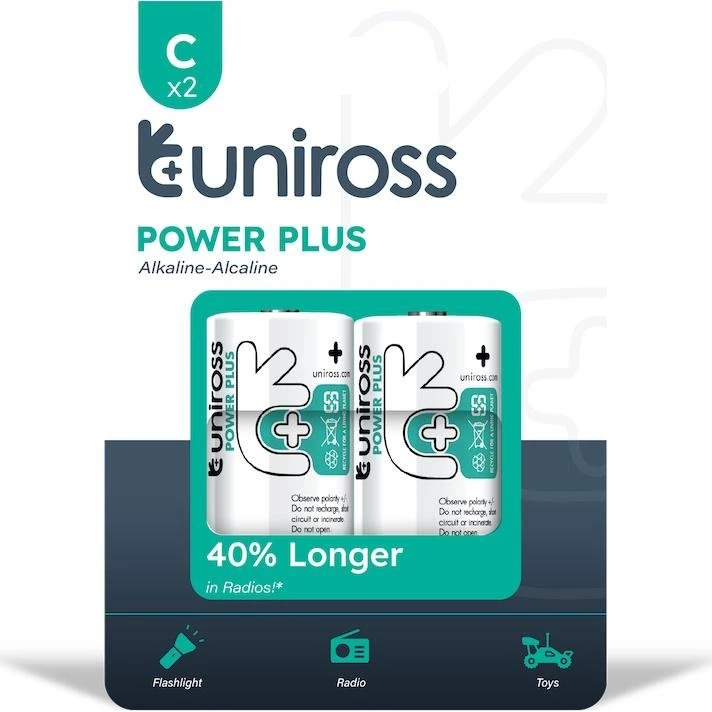 Uniross Power Plus C/LR14 1,5V, 2 stk.