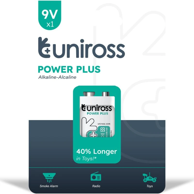 Uniross Power Plus Alkaline 6LR61 9V, 1 stk.