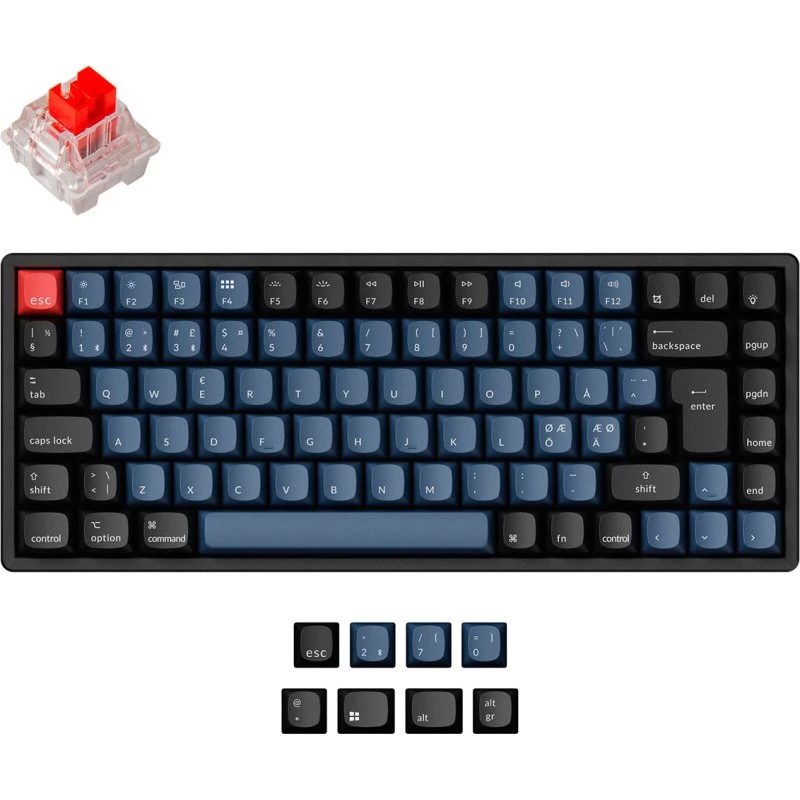 Keychron K2 Pro QMK/VIA RGB Trådløs Gaming Tastatur, K Pro Red, Nordisk, Sort