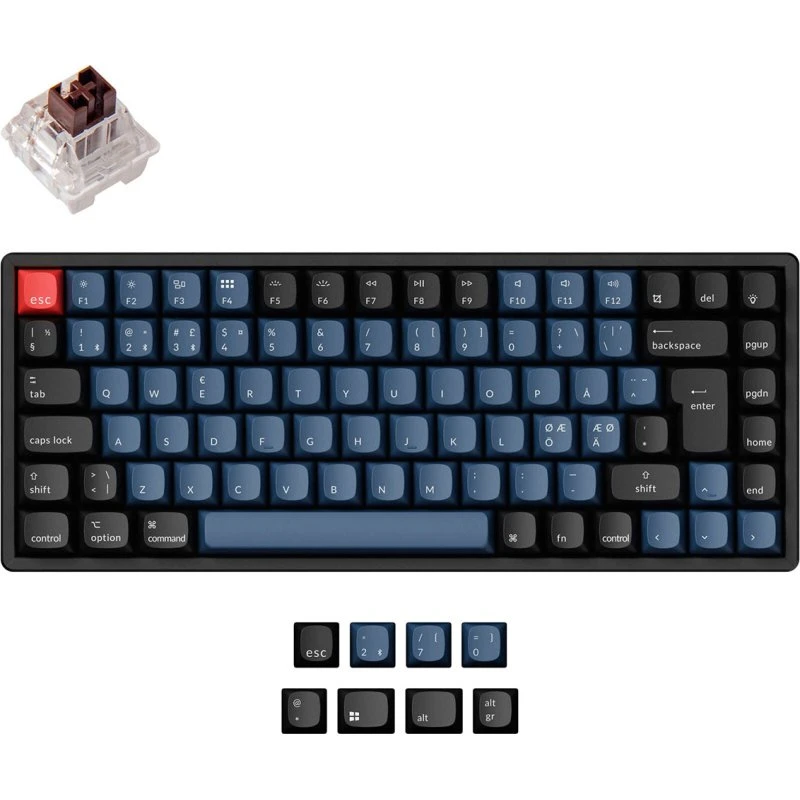 Keychron K2 Pro QMK/VIA RGB Trådløs Mekanisk Tastatur - K Pro Brown, 75%, Sort