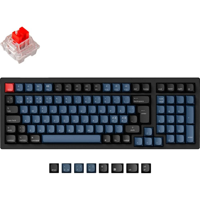 Keychron K4 Pro QMK/VIA Trådløs RGB Mekanisk Tastatur - Red - Nordisk - Sort