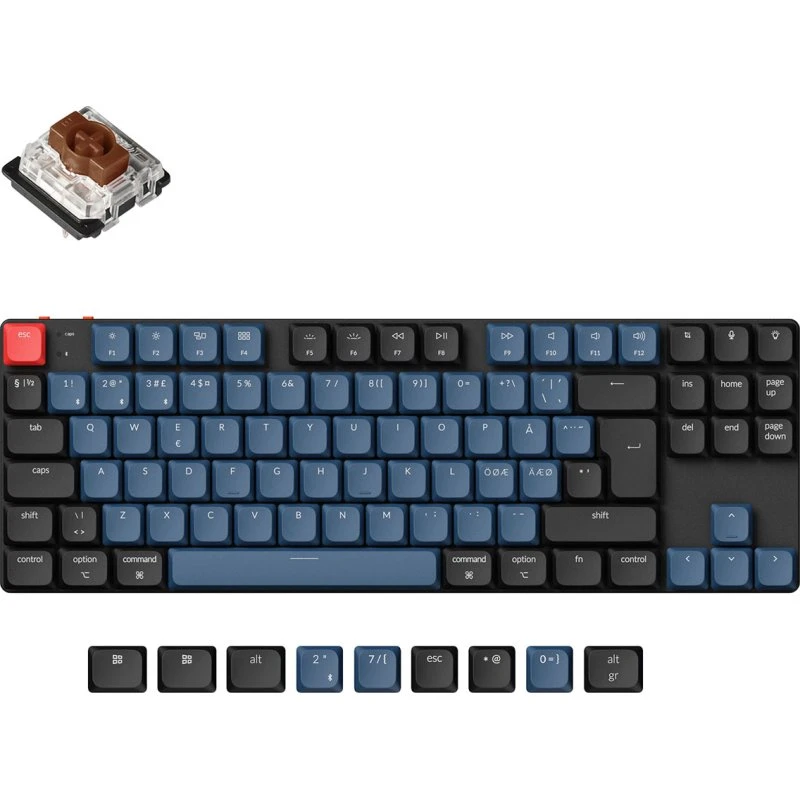 Keychron K1 Pro RGB Trådløs Gaming Tastatur, Brown Switch, Nordisk, Sort
