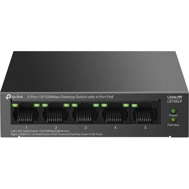 TP-Link LS105LP 5-Port PoE Switch, Sort