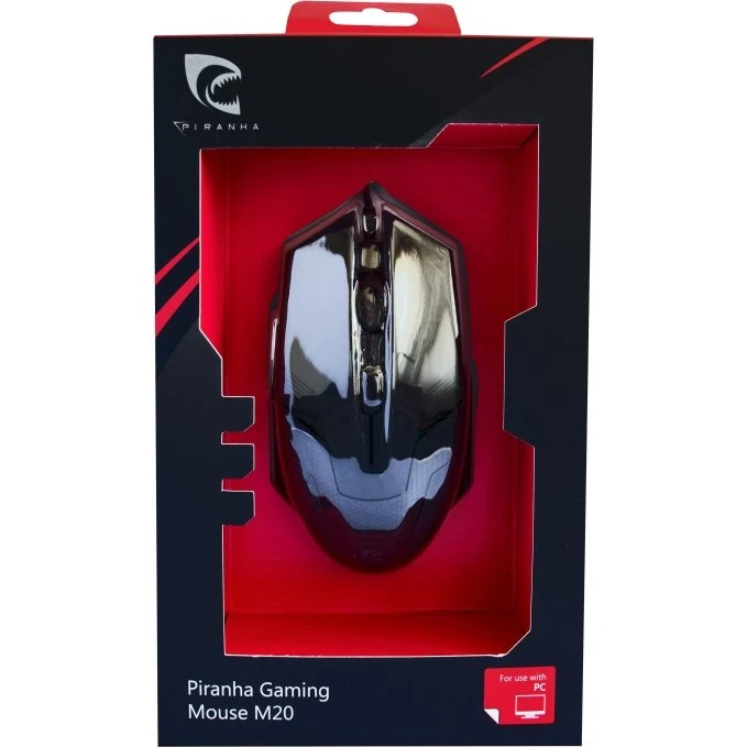 Piranha M20 Gaming-mus, 3200 DPI, Sort