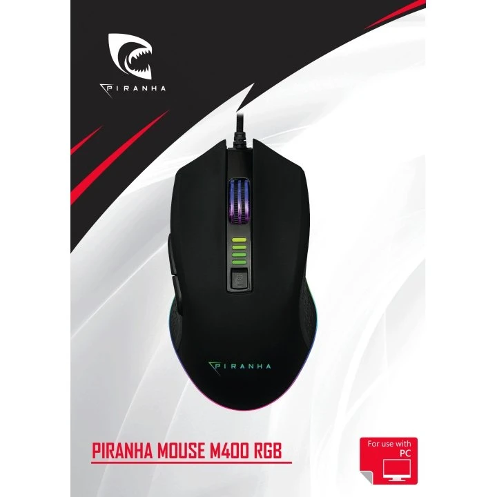 Piranha M400 RGB Gaming Mus, 3200 DPI, Sort