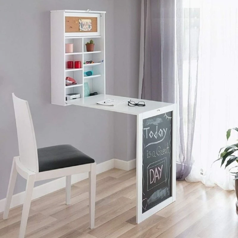 InnovaGoods Vægmonteret Klapbord Woldy, hvid, 50 x 155 x 93 cm