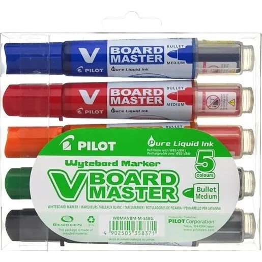 Pilot V Board Master Begreen Whiteboard Markør, 5 farver, 2,3 mm