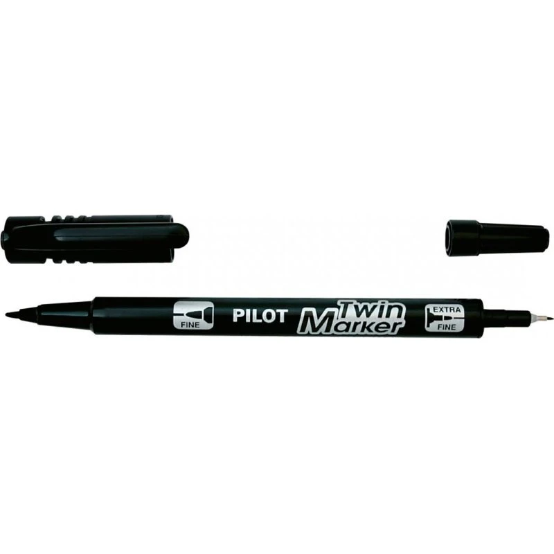 Pilot Twinmarker Permanent Sort F/EF 1,0/2,0 mm