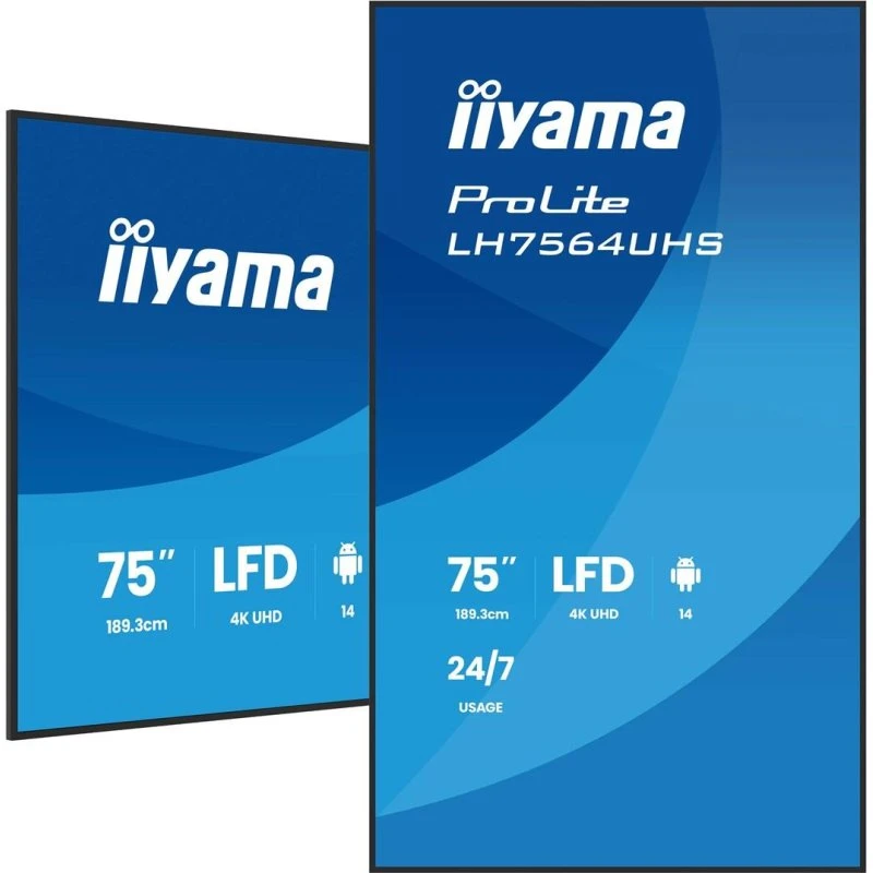 iiyama ProLite LH7564UHS 75" 4K UHD digital signage med Android, 24/7