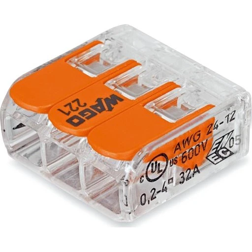 Wago 50 stk Samlemuffe 3x4 mm² Transparent