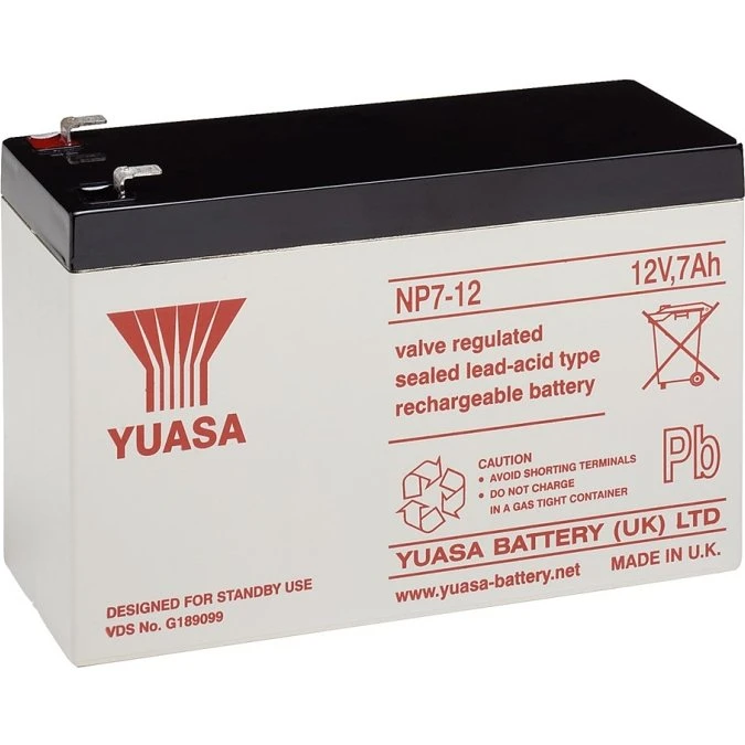 Yuasa NP7-12 12 V, 7,0 Ah Blybatteri (VRLA) AGM