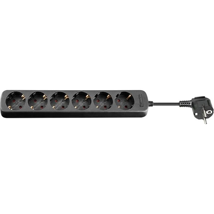 Goobay NK 600-150 CS 6-vejs stikdåse, 1,5 m, sort