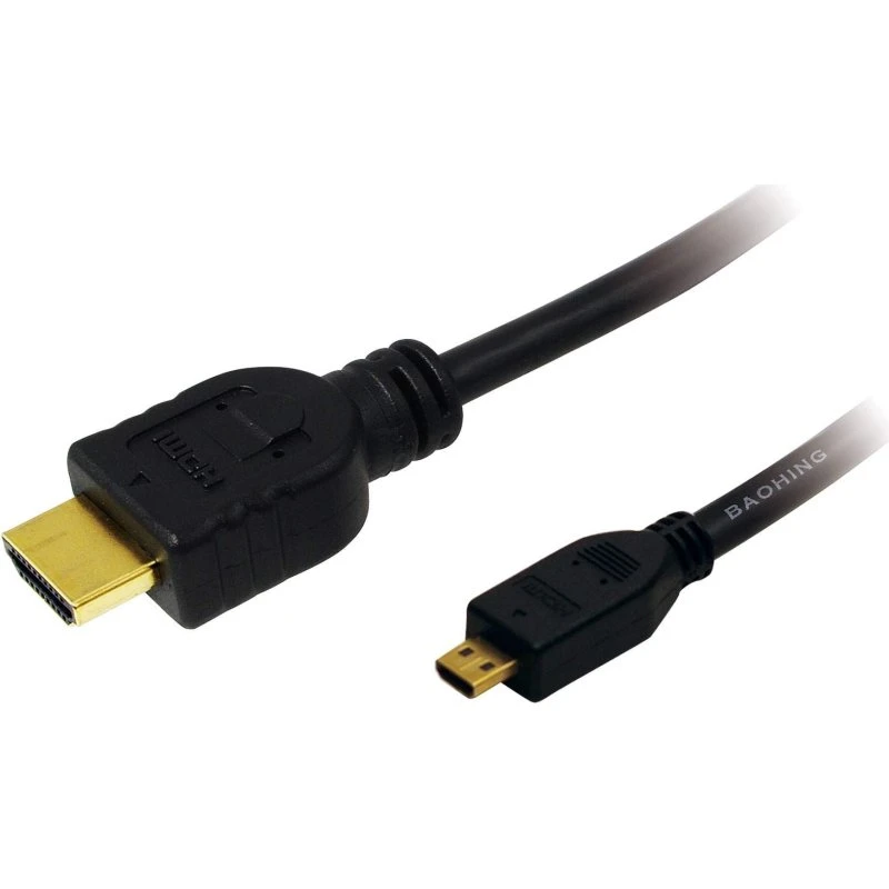 LogiLink Micro-HDMI-kabel 1m, guldbelagt, High Speed med Ethernet