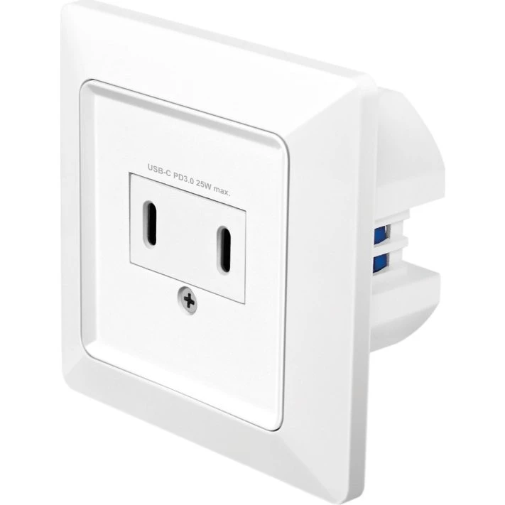 LogiLink Vægudtag med 2x USB-C PD 25W – Hvid