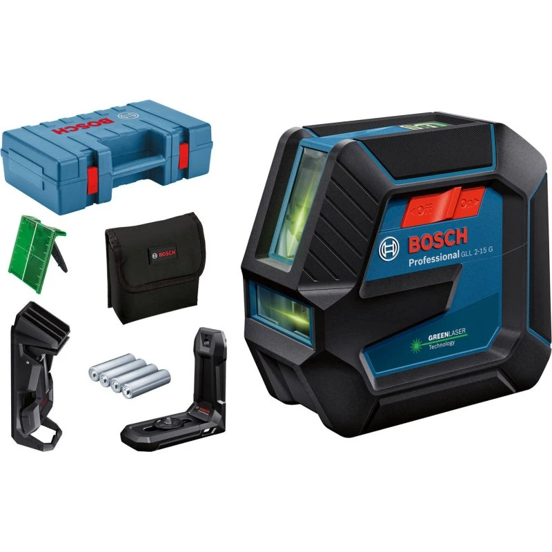Bosch GLL 2-15 G Krydslinjelaser, Grøn, IP64