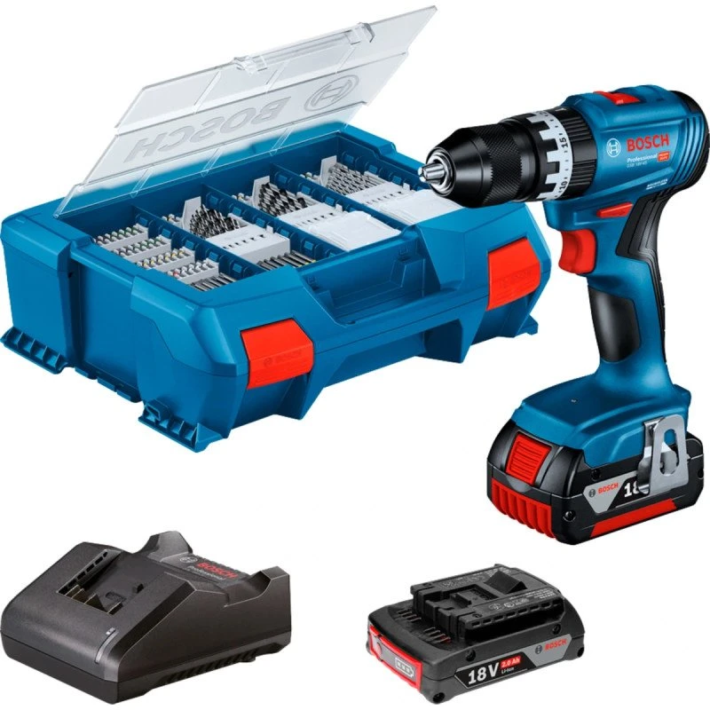 Bosch GSB 18V-45 Slagboremaskine, 45 Nm, 2 batterier