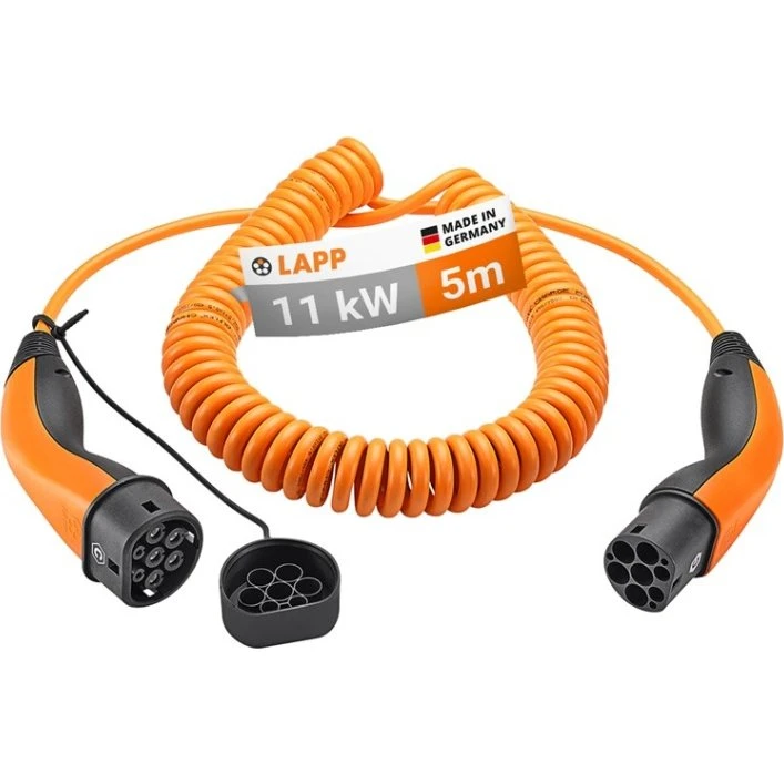 LAPP Type 2 Spiralopladningskabel 5 m, orange, 11 kW, 20 A, 3-faset