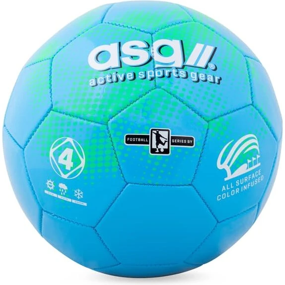 ASG fodbold str. 4 blå/grøn - kunstlæder