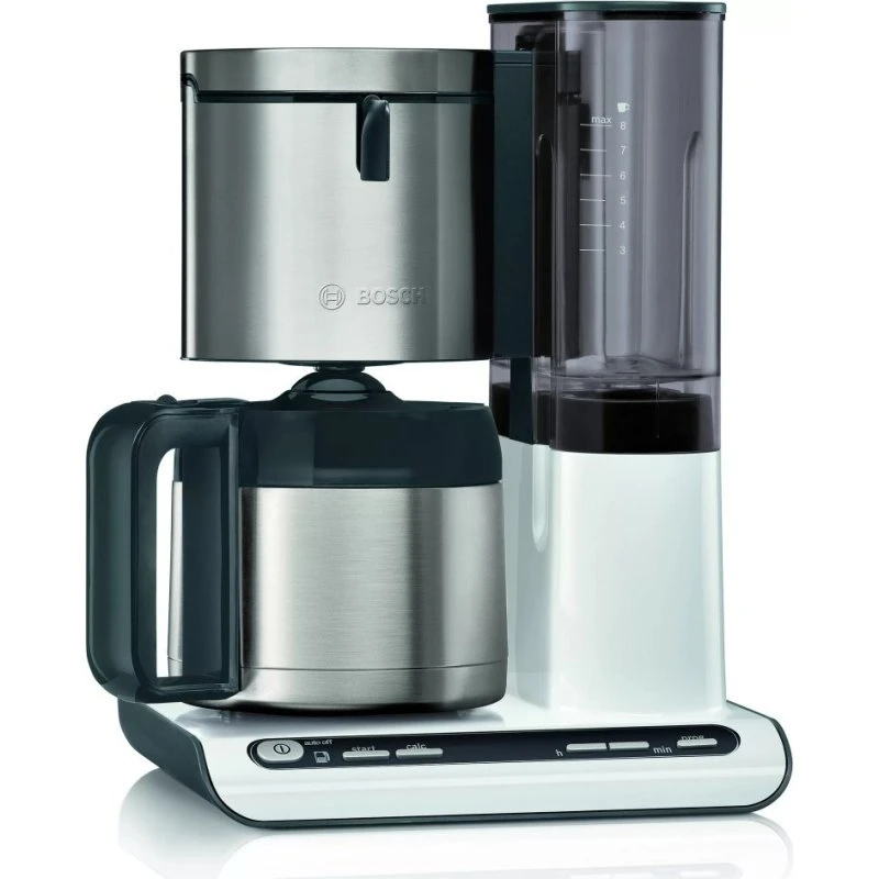 Bosch TKA8A681 Styline Kaffemaskine, 8 Kopper, Rustfrit Stål/Hvid