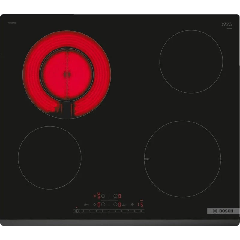 Bosch PKF631FP3E 60 cm keramisk kogeplade, sort, 4 zoner