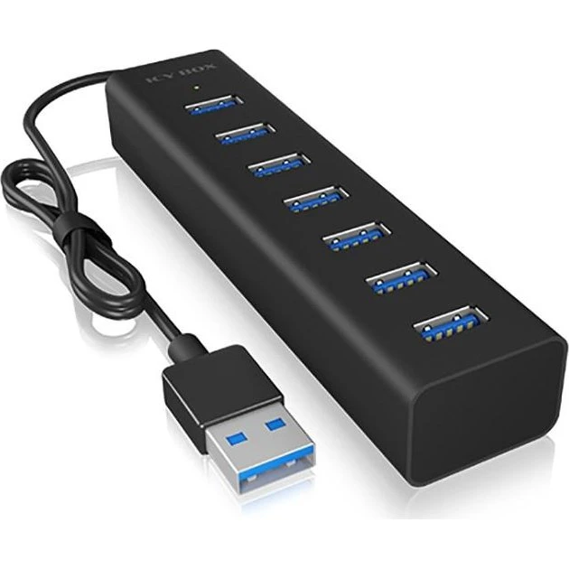 ICY BOX IB-HUB1700-U3 7-port USB 3.2 Gen 1 hub, sort