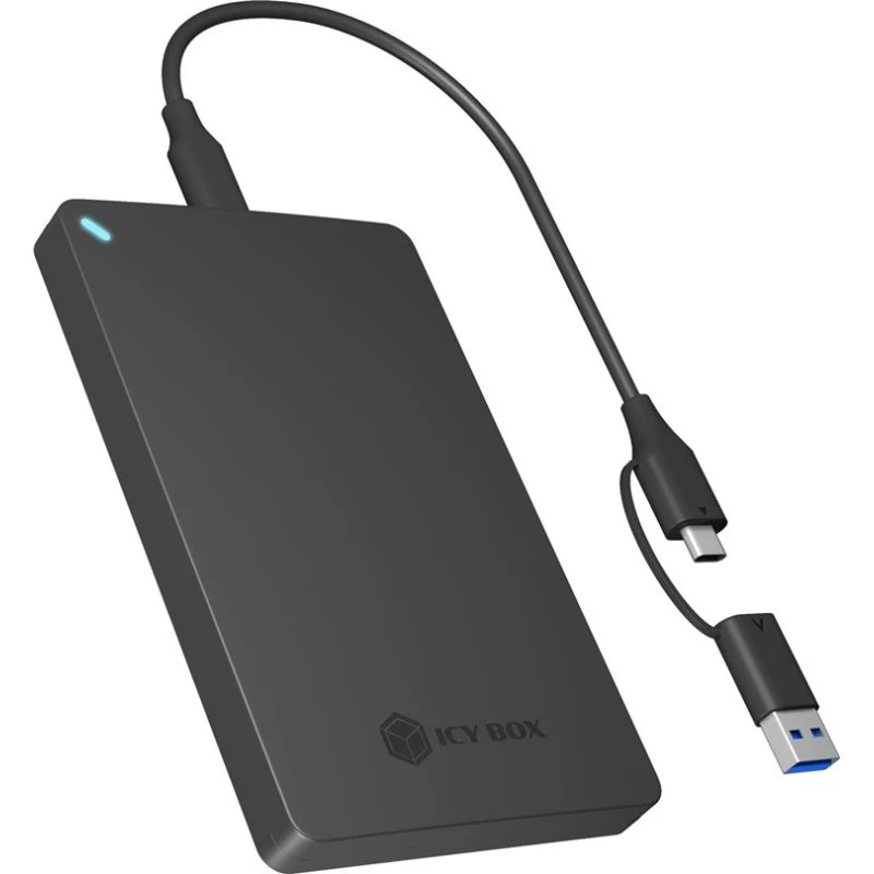 Icy Box 2,5" SATA USB-C/USB-A Kabinet, Sort