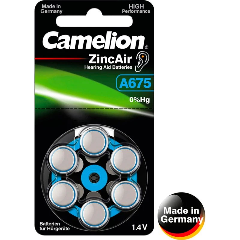 Camelion A675 Knapcellebatteri 1,4V, 6 stk.