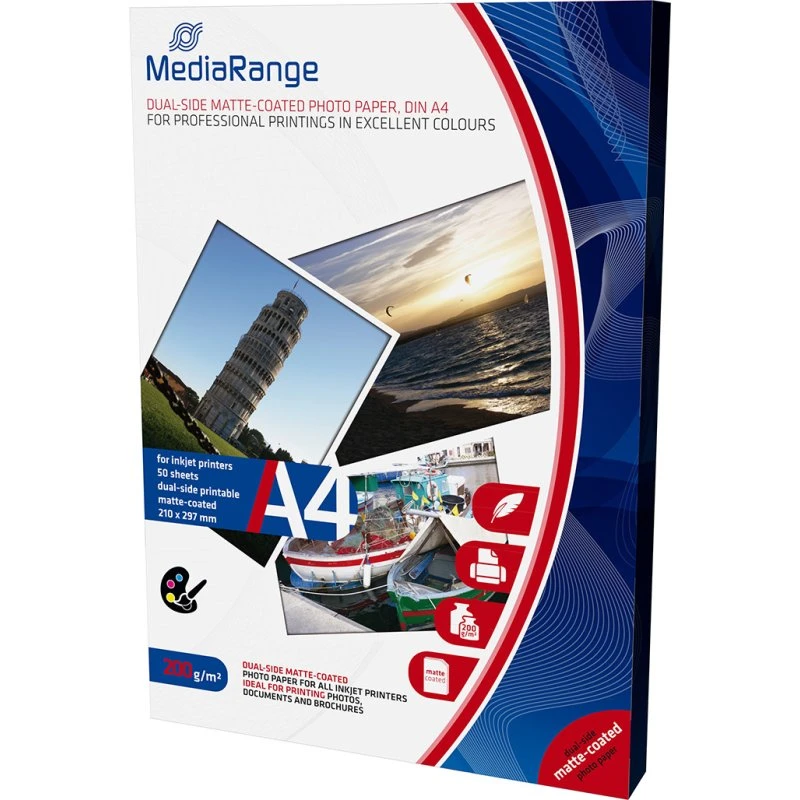 MediaRange Mat Fotopapir A4 50 ark 200 g/m²