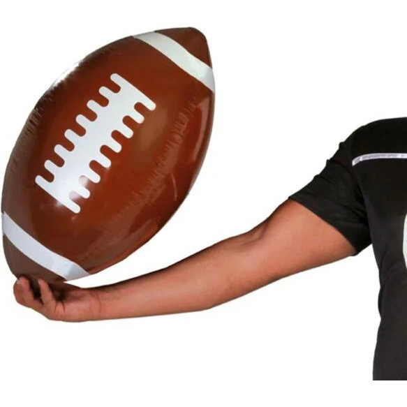 Oppustelig rugbybold 40 cm - brun med hvide detaljer